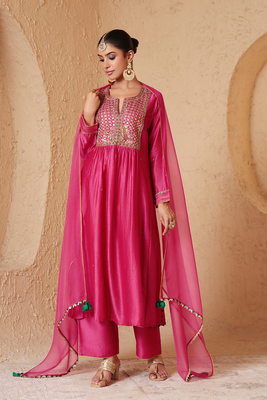 Mehrang Pink Frockstyle Kurta Set