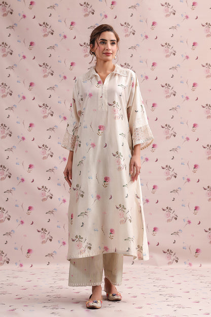 Noor Ivory Collar Kurta Set
