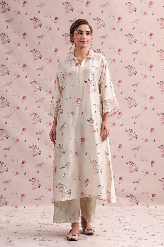 Noor Ivory Collar Kurta Set