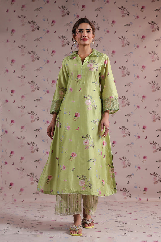 Noor Light Green Collar Kurta Set