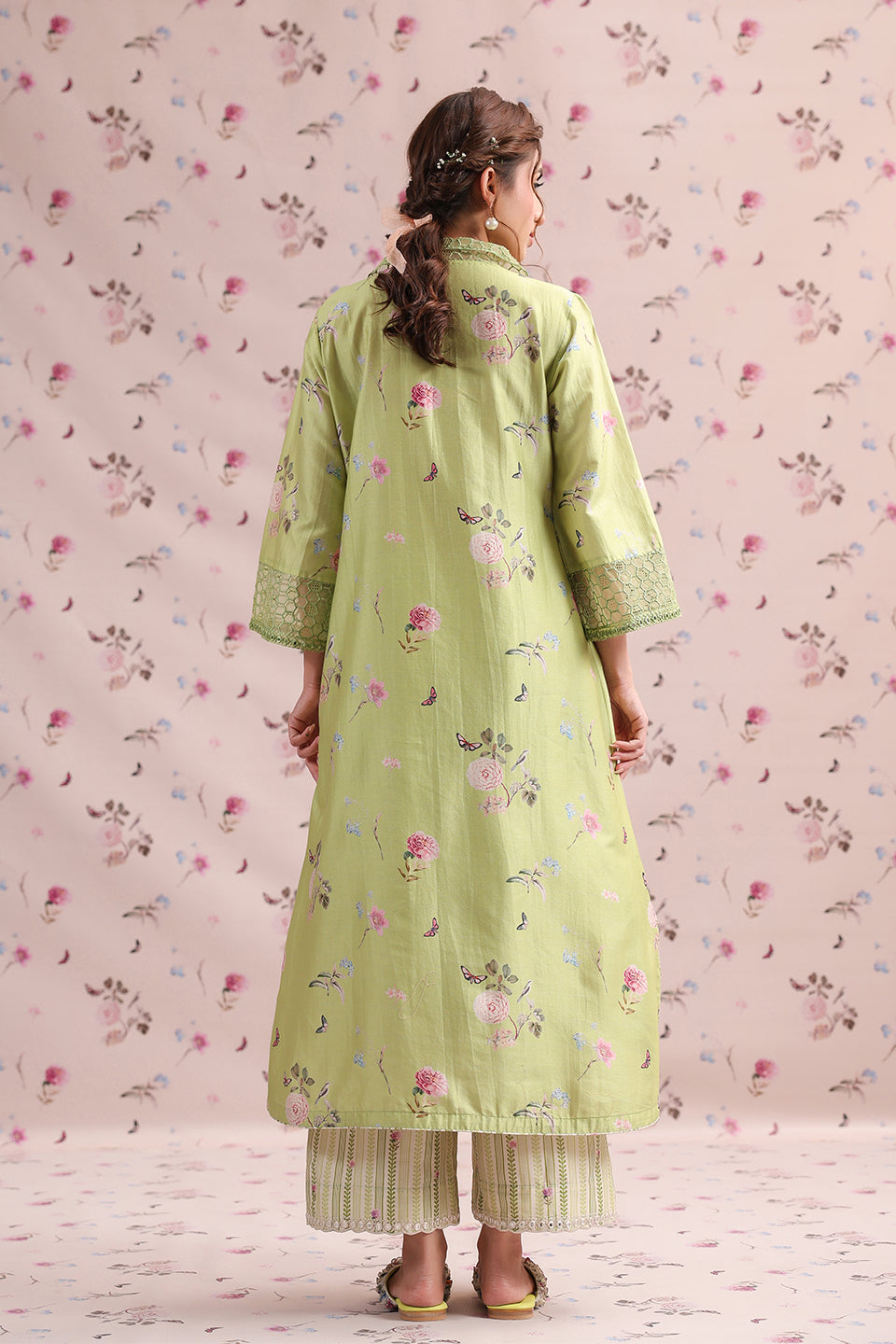 Noor Light Green Collar Kurta Set