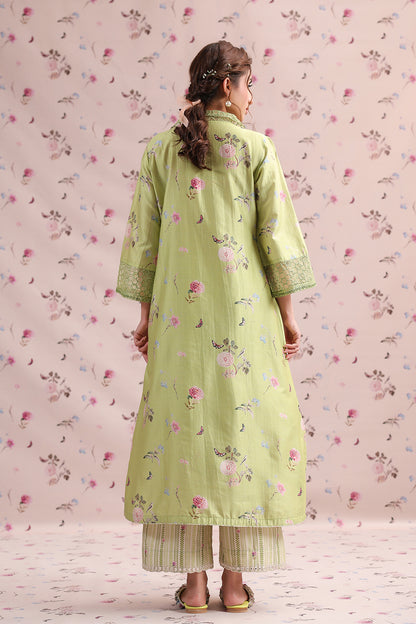 Noor Light Green Collar Kurta Set