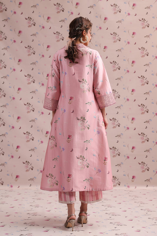 Noor Light Pink Collar Kurta Set