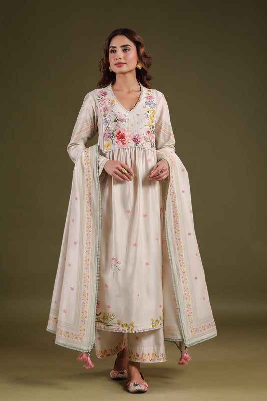 Noor Ivory Frockstyle Kurta Set