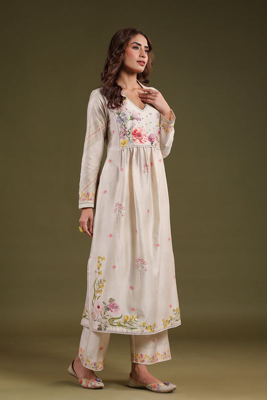 Noor Ivory Frockstyle Kurta Set
