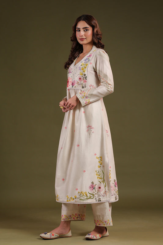 Noor Ivory Frockstyle Kurta Set
