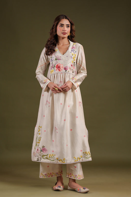 Noor Ivory Frockstyle Kurta Set