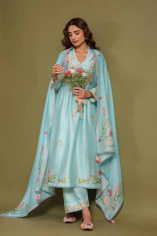 Noor Light Blue Frockstyle Kurta Set