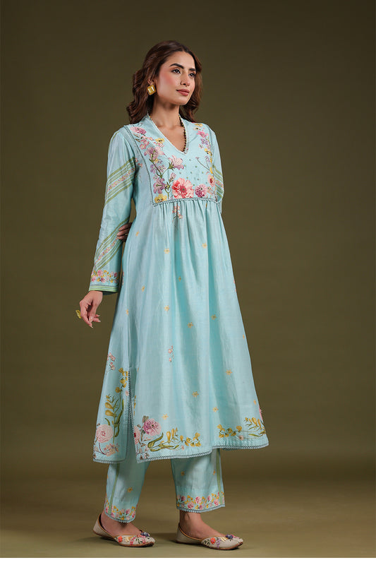 Noor Light Blue Frockstyle Kurta Set