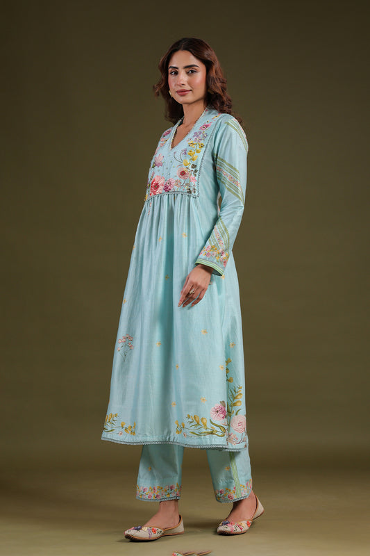 Noor Light Blue Frockstyle Kurta Set
