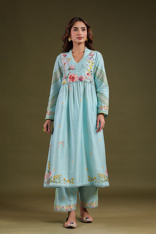 Noor Light Blue Frockstyle Kurta Set