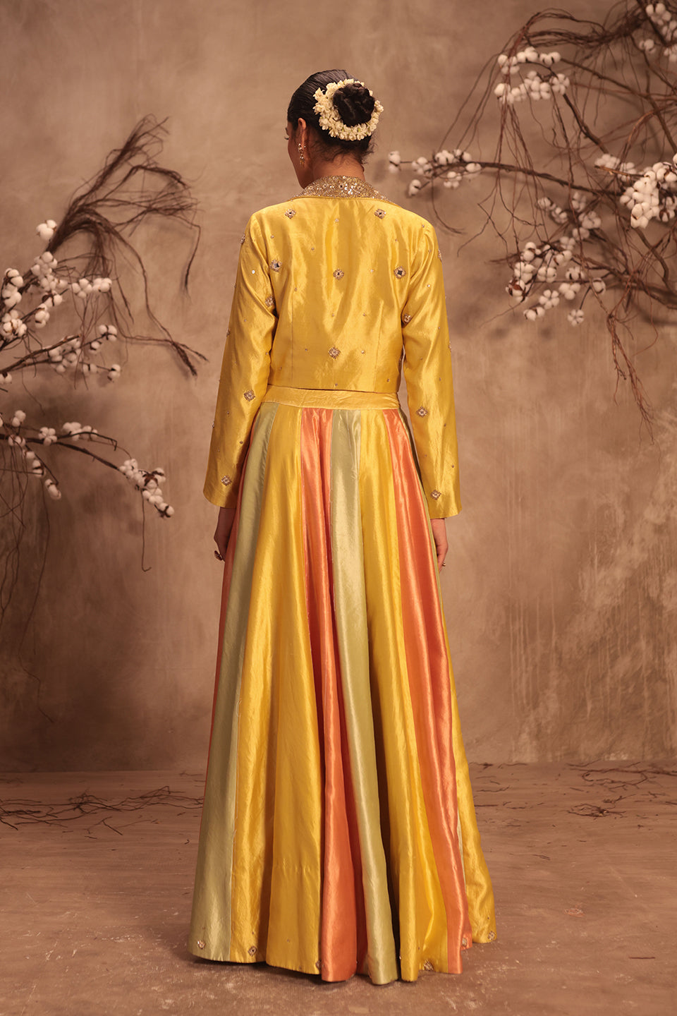 Nazakat Multicolor Yellow Jacket Style Lehenga Set