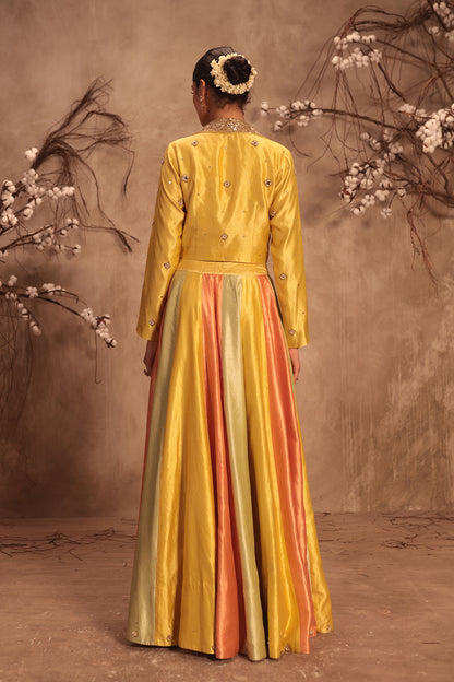 Nazakat Multicolor Yellow Jacket Style Lehenga Set