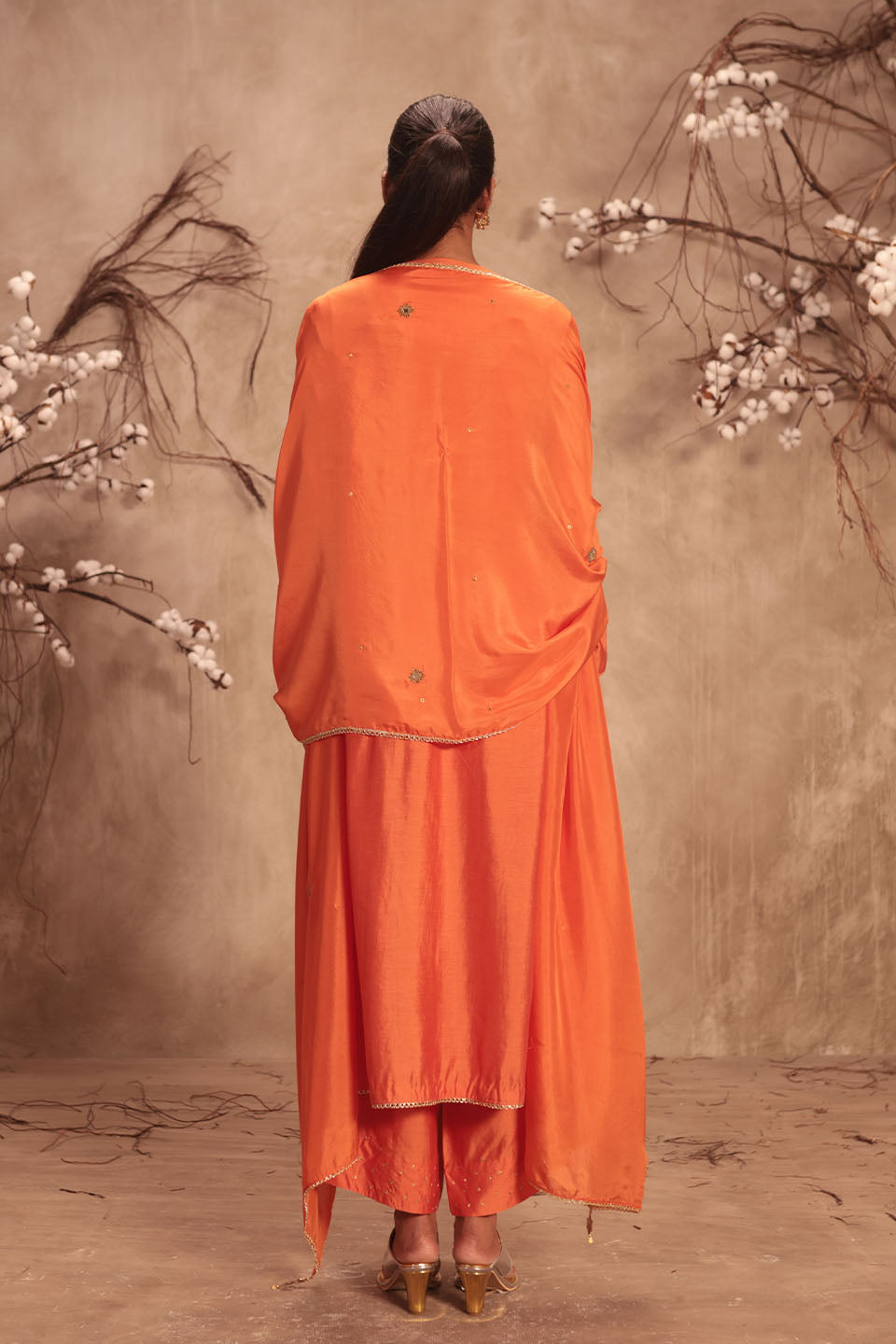 Nazakat Orange Frockstyle Kurta Set