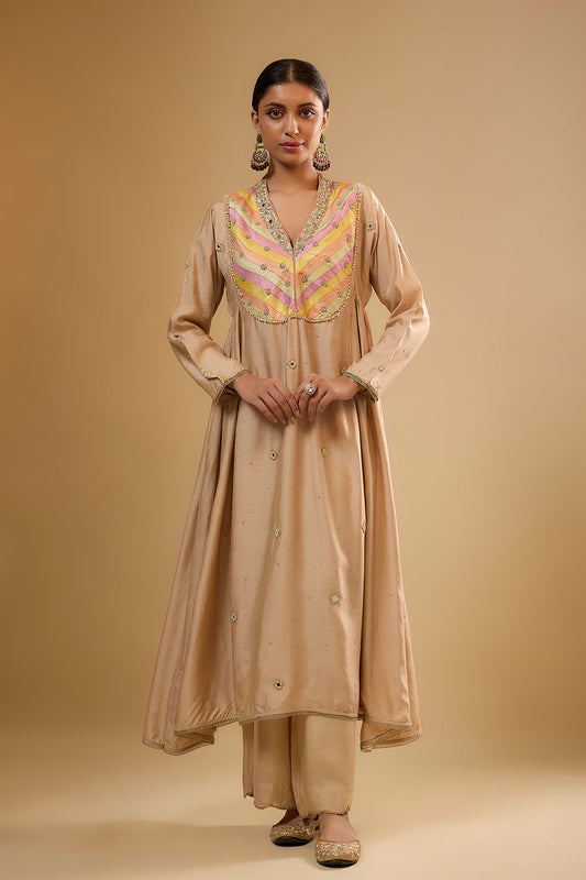 Nazakat Ivory Stripe Yoke Kurta Set