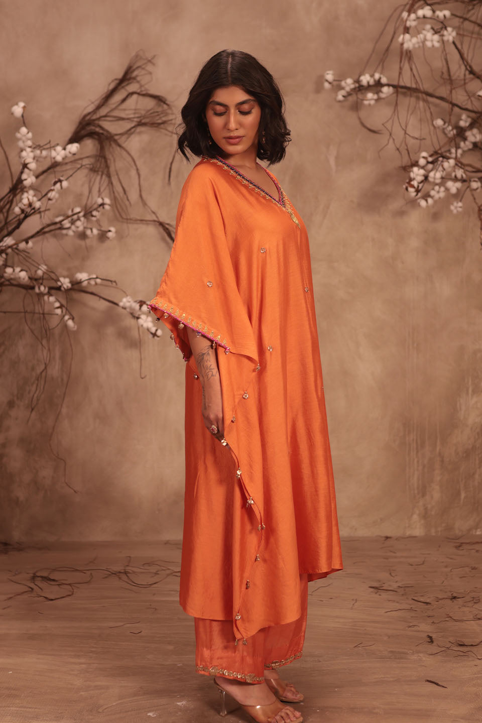Nazakat Orange Kaftan Set