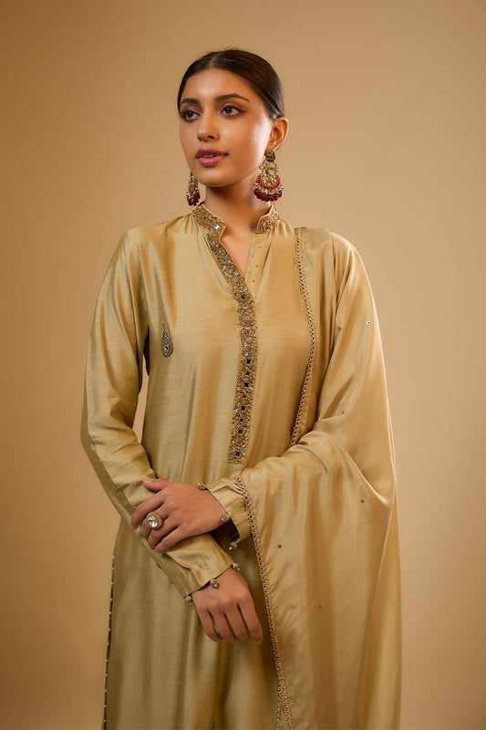 Nazakat Light Green Applique Kurta Set