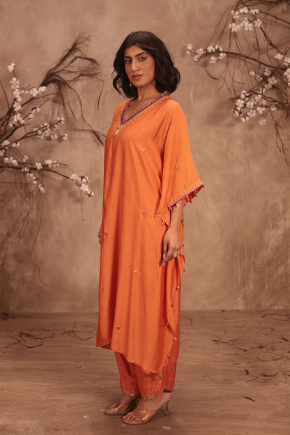 Nazakat Orange Kaftan Set