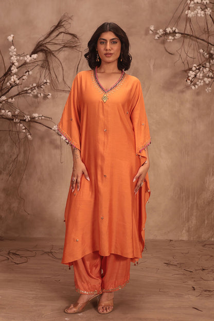 Nazakat Orange Kaftan Set