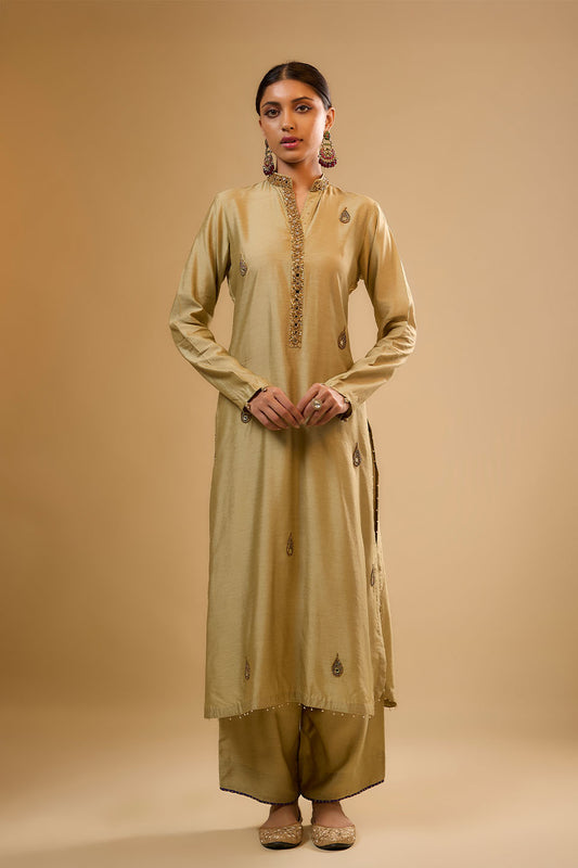 Nazakat Light Green Applique Kurta Set
