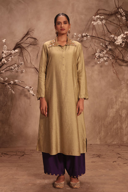 Nazakat Light Green Collar Kurta Set
