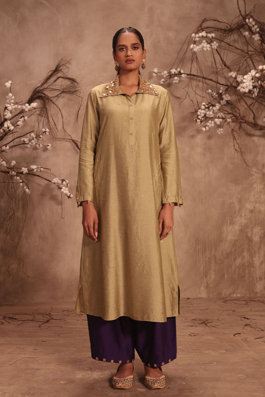 Nazakat Light Green Collar Kurta Set