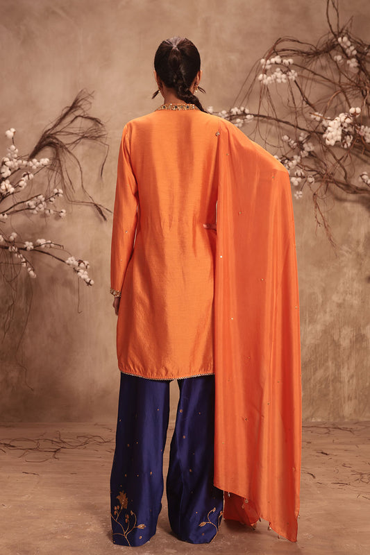 Nazakat Orange Jaal Kurta Set