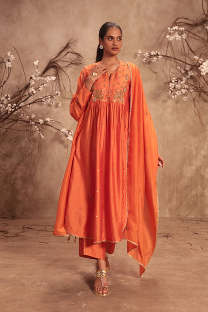 Nazakat Orange Frockstyle Kurta Set