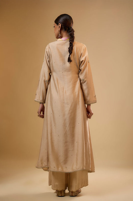 Nazakat Ivory Stripe Yoke Kurta Set