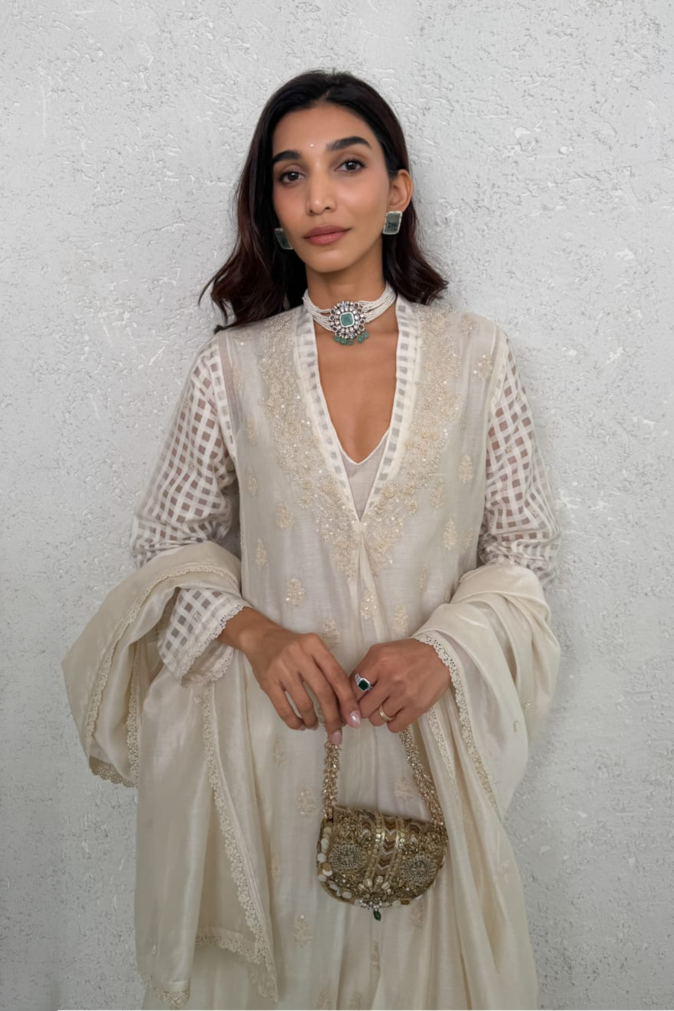 Vaayu Ivory Kalidar Set