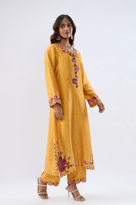 Blossom Yellow Scallop Kurta Set