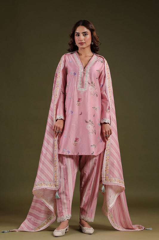 Noor Light Pink Zipper Kurti Set