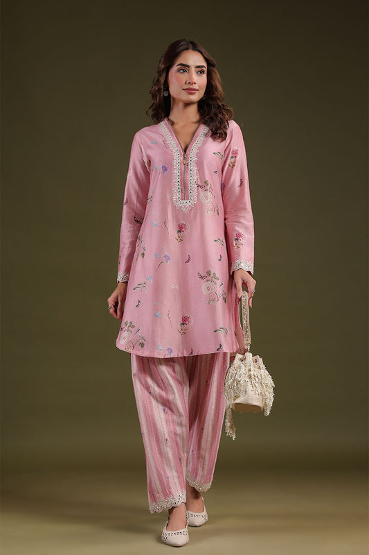 Noor Light Pink Zipper Kurti Set