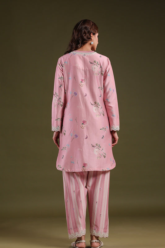 Noor Light Pink Zipper Kurti Set