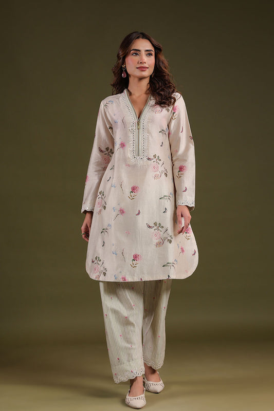 Noor Ivory Zipper Kurta Set