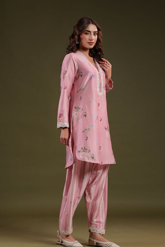 Noor Light Pink Zipper Kurti Set