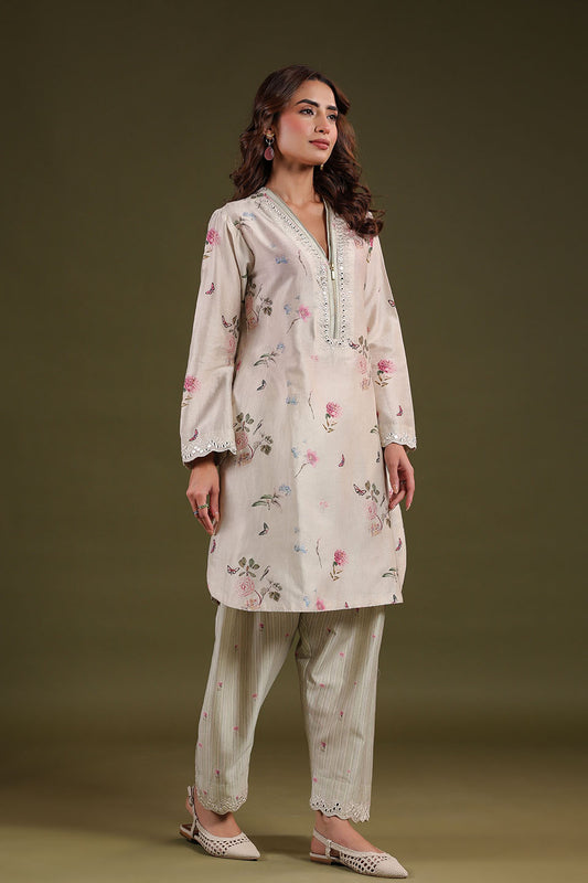 Noor Ivory Zipper Kurta Set