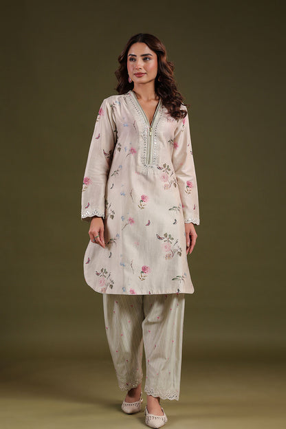 Noor Ivory Zipper Kurta Set