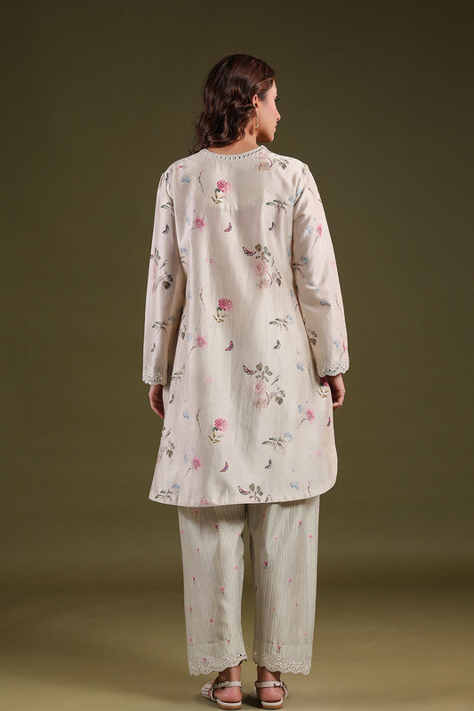 Noor Ivory Zipper Kurta Set