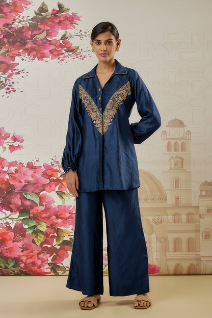 Riwayat Dark Blue Pintuck Cord Set