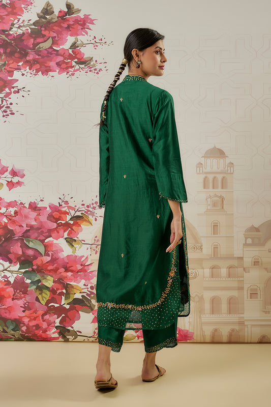 Riwayat Emerald Green Heavy Long Kurta Set