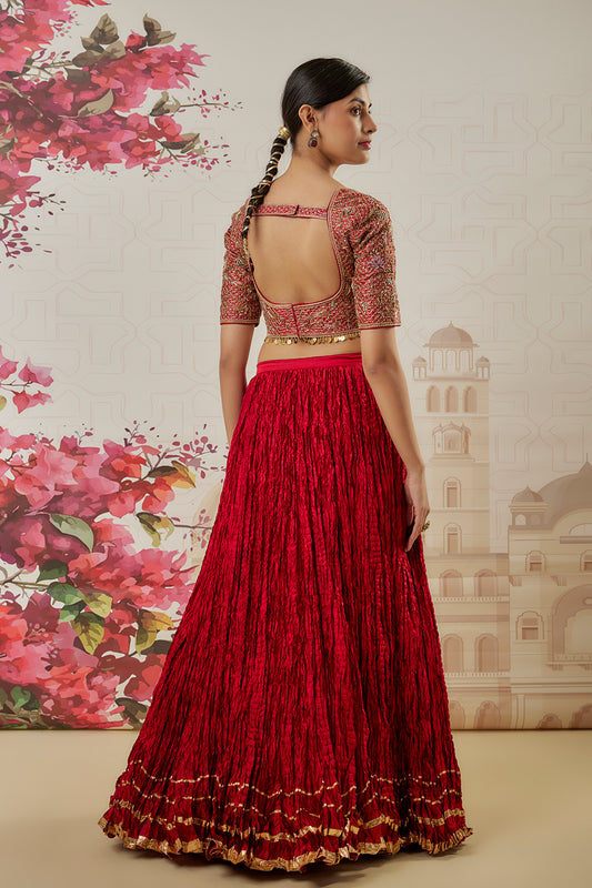 Riwayat Maroon Crushed Lehenga