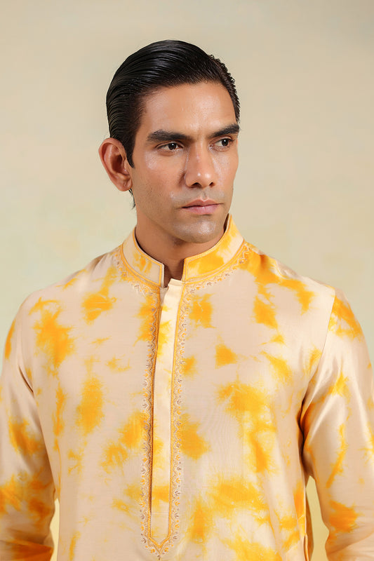Yellow Shibori Kurta Set