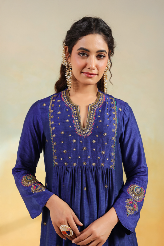 Electric Blue Zardozi Kurta Set