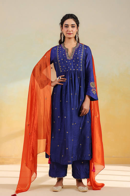 Electric Blue Zardozi Kurta Set