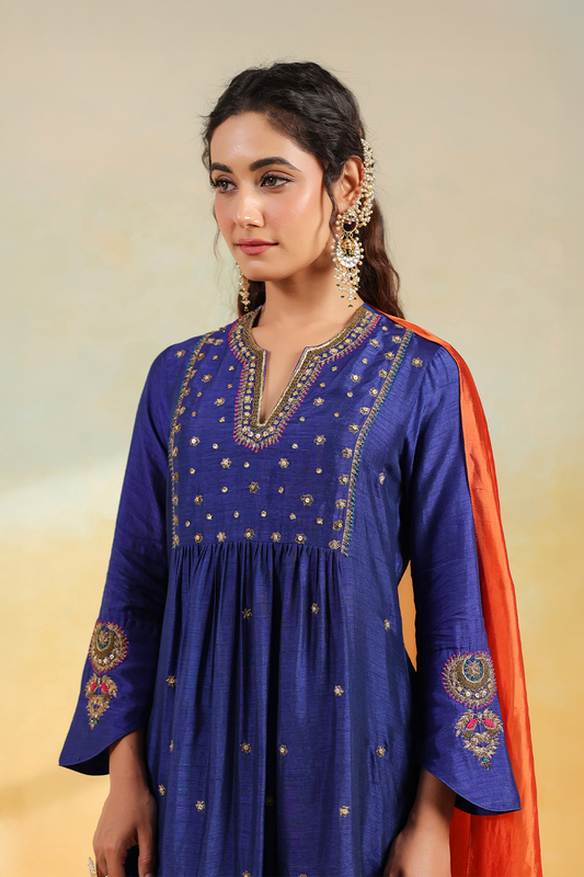 Electric Blue Zardozi Kurta Set