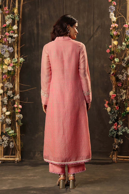 Vaayu Pink Collar Kurta Set