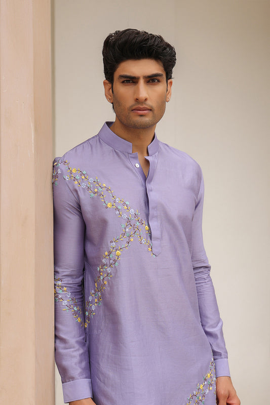 Gulzar Lilac Abstract Embroidered Kurta Set