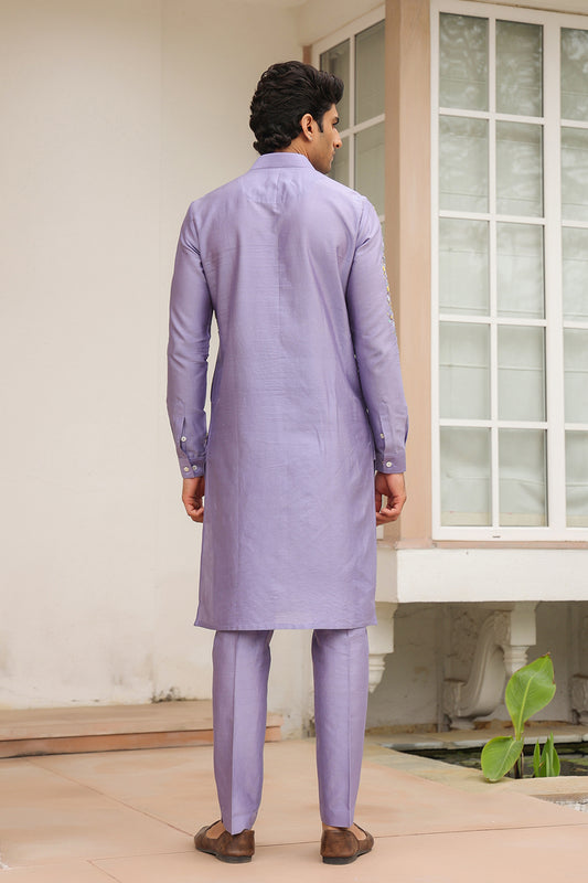 Gulzar Lilac Abstract Embroidered Kurta Set