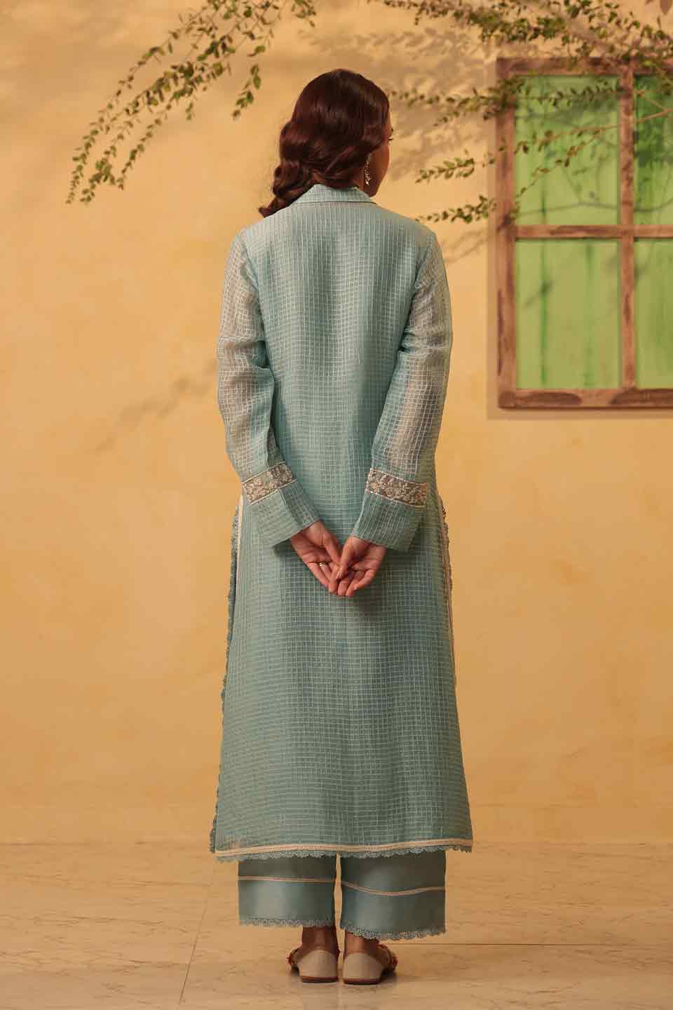 Vaayu Light Blue Collar Kurta Set